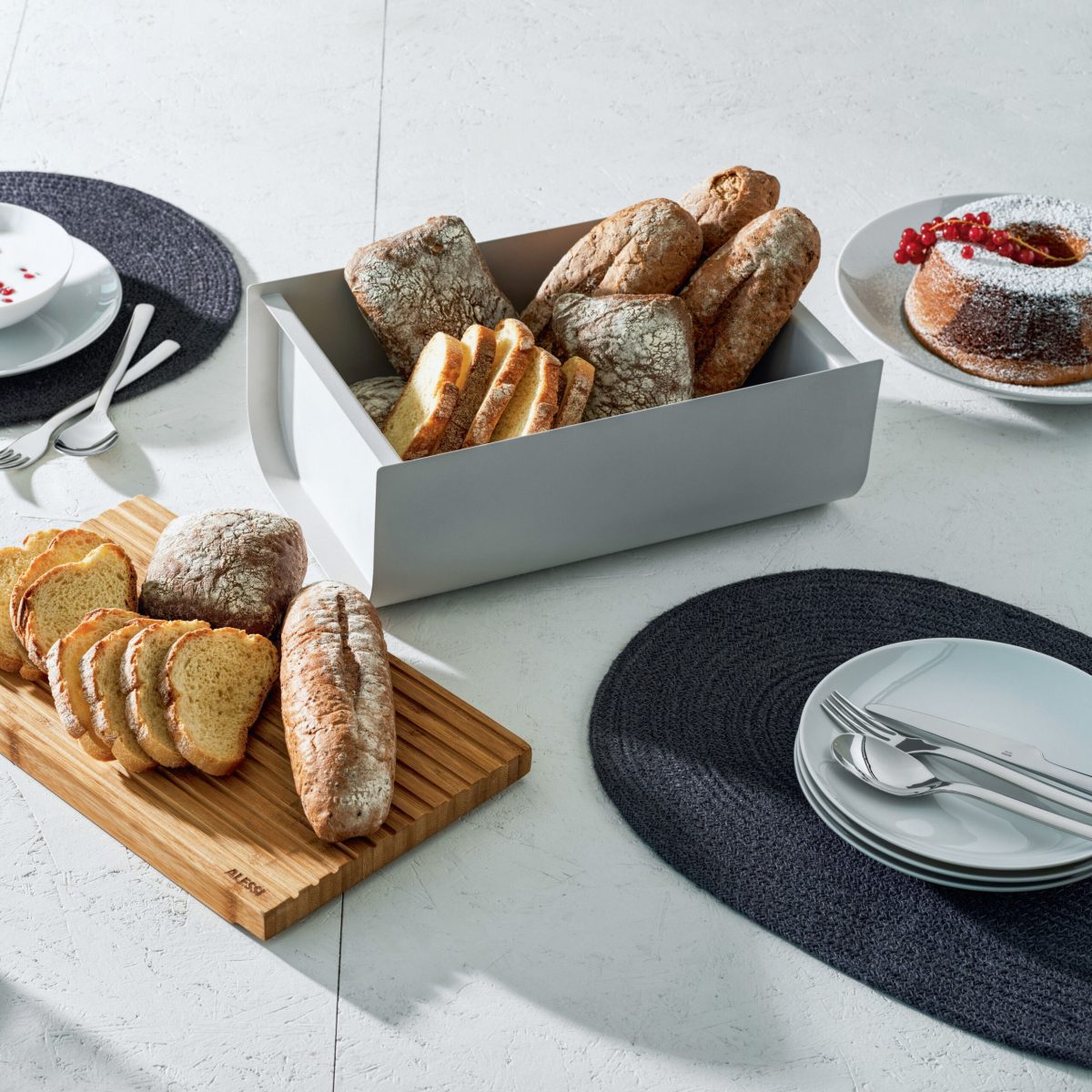 ALESSI Cassetta portapane "Mattina" colore Warm grey - immagine 4