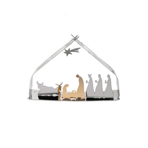 ALESSI Presepe "Bark Crib" in acciaio e acciaio dorato