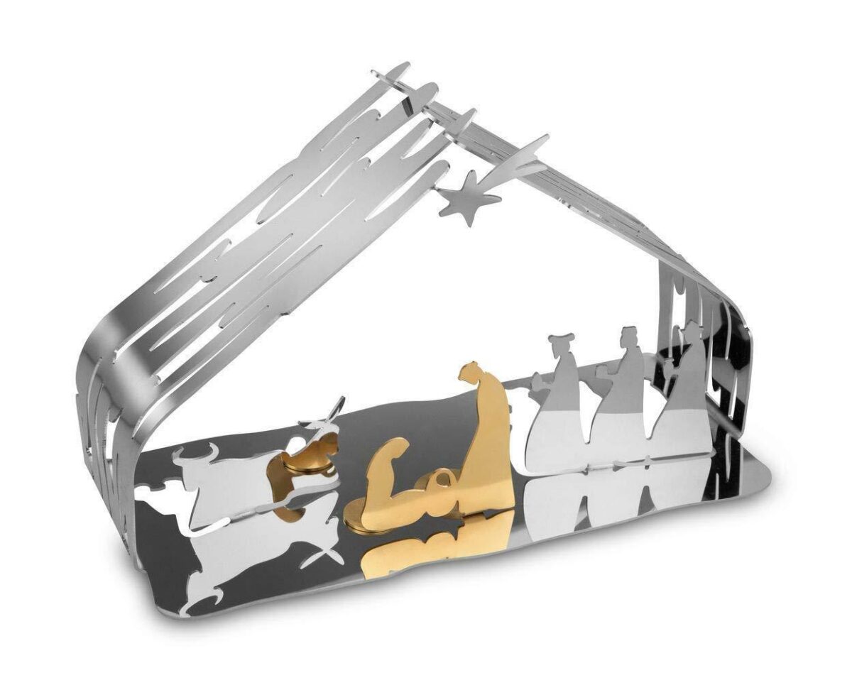ALESSI Presepe "Bark Crib" in acciaio e acciaio dorato - immagine 2