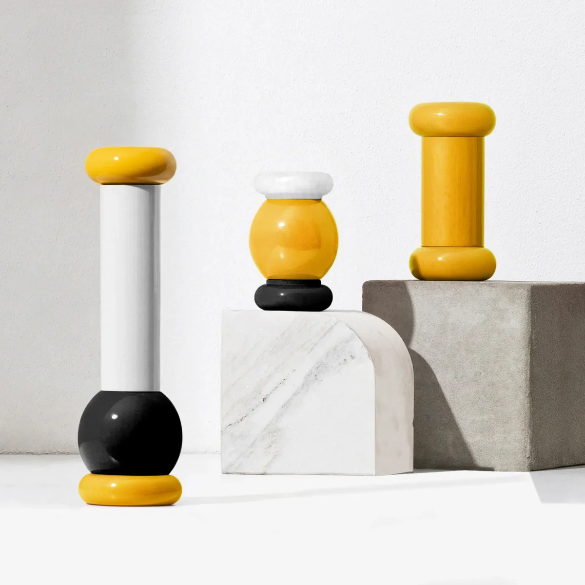 ALESSI Macinasale, pepe, spezie "ES18 1" design Sottsass, giallo/nero/bianco - immagine 3
