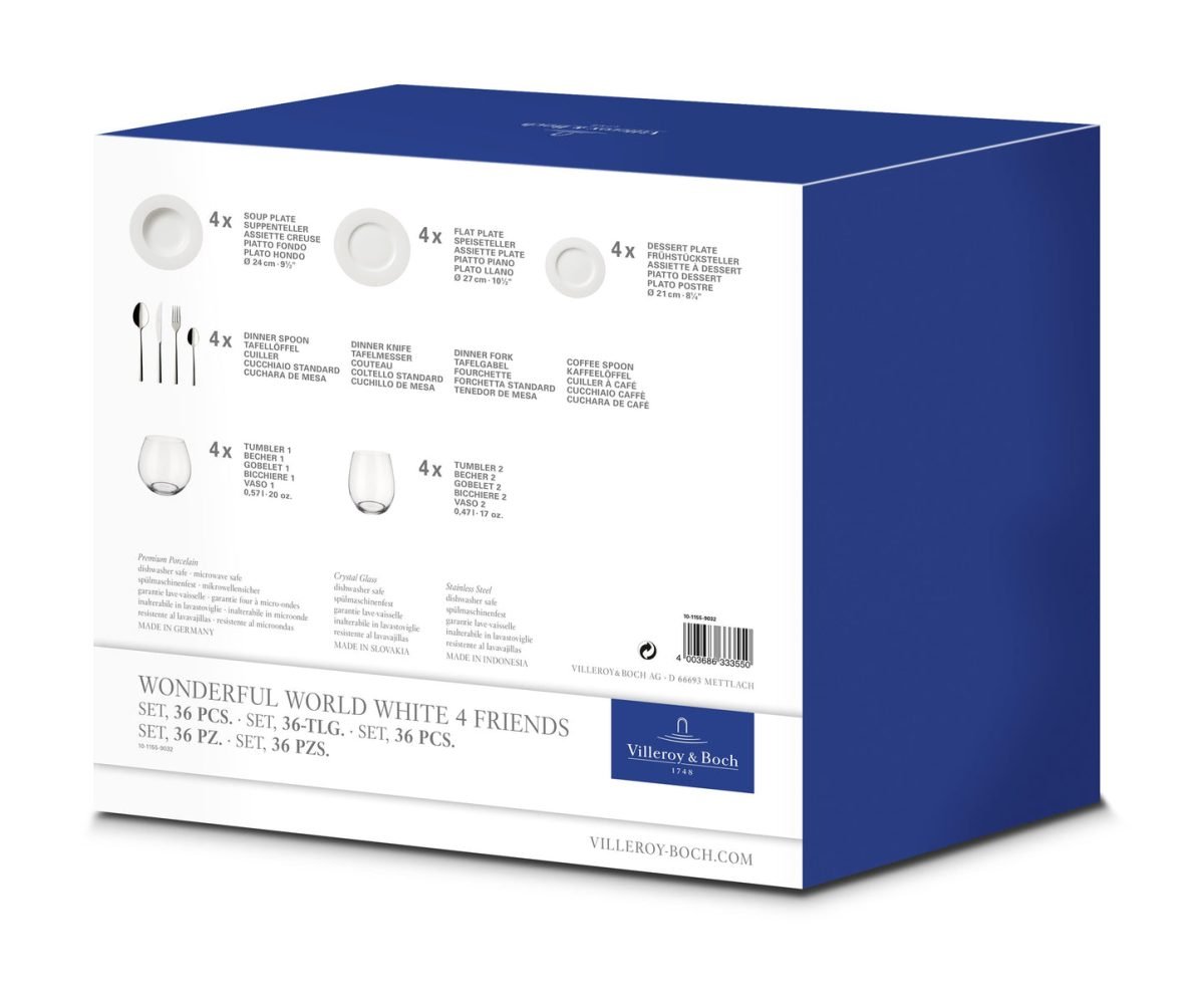 Villeroy&Boch Set tavola completo per 4 persone "Wonderful World White 4 Friends" - immagine 5