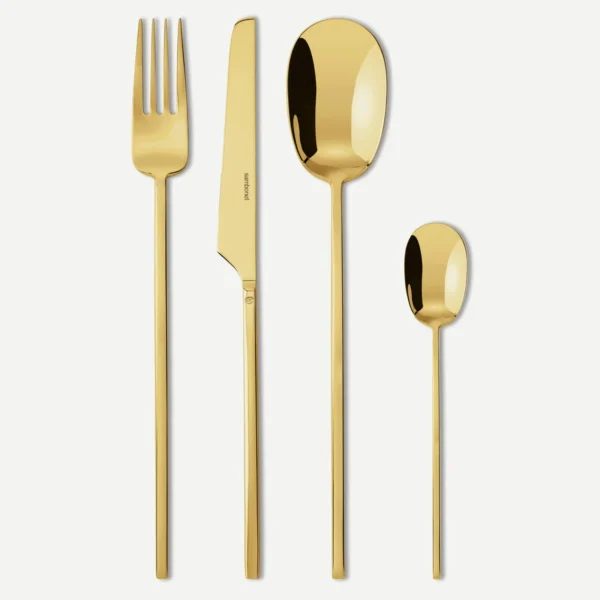 Sambonet "100" Servizio di posate da tavola 24 pz in acciaio inox Mirror PVD Gold