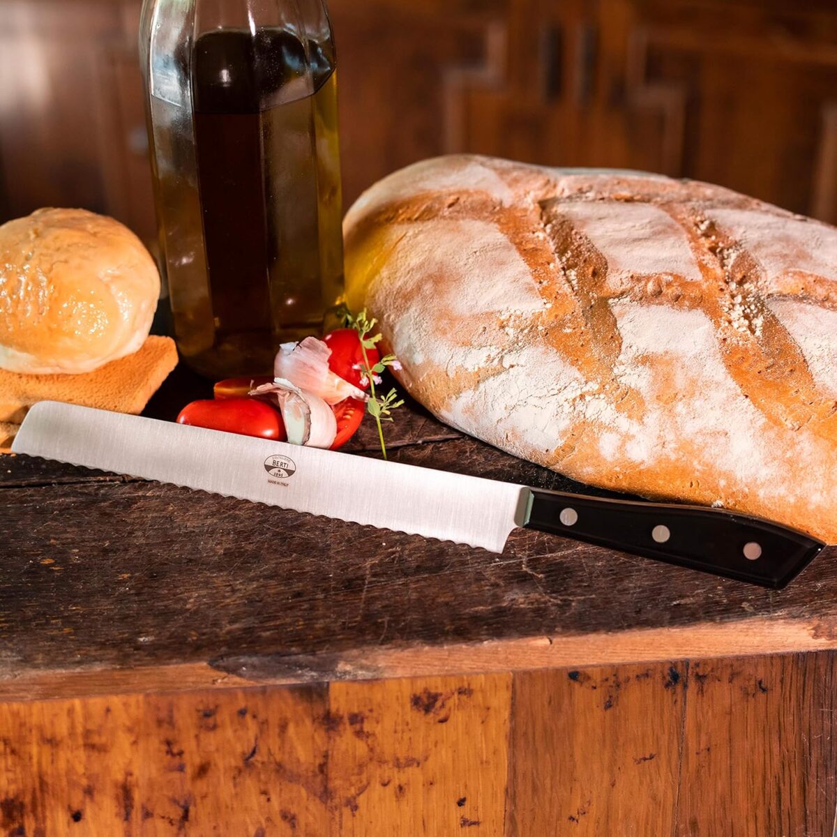 Coltello per pane collezione "Compendio" manico nero - immagine 4