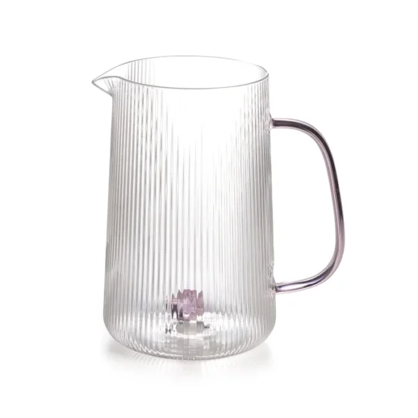 IVV Caraffa in vetro borosilicato con manico colorato e con gemma rosa linea "Gemme"