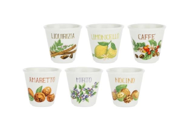 LA PORCELLANA BIANCA Set 6 bicchierini "Liquorelli" assortiti