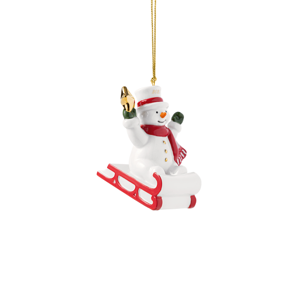 Villeroy & Boch Addobbo natalizio "Pupazzo di neve su slitta" Christmas Classics 2025