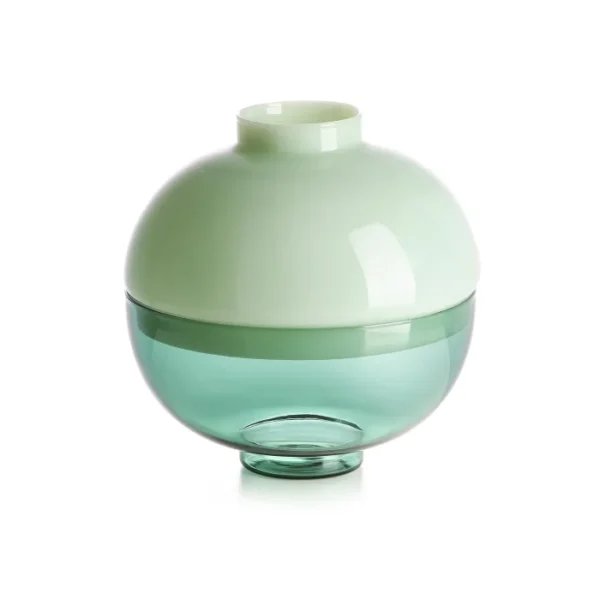 IVV Vaso contenitore bicolore  “Scarlet" colori  verde latte/ verde trasparente