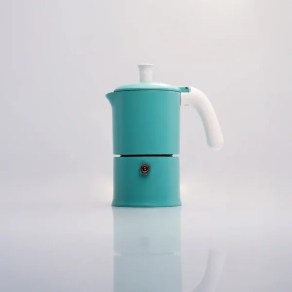 ANGELINA Caffettiera Linea CLASSICA 3 tazze colore azzurro/bianco