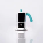 ANGELINA Caffettiera Linea BASE 3 tazze colore alluminio/azzurro