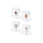 WD LIFESTYLE Set 4 bicchieri con decori natalizi vari
