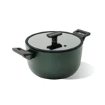 Sambonet  Casseruola alta 2 manici ø 24 con coperchio, serie Titan Pro Green, verde scuro