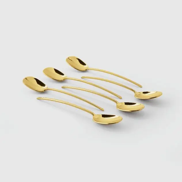 Sambonet  “100” Set 6 cucchiai da tè in acciaio inox Mirror PVD Gold