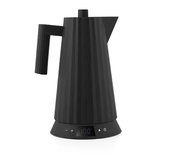 alessi bollitore elettrico con controllo della temperatura "plissé", colore nero alessi bollitore elettrico con controllo della temperatura "plissé", colore nero